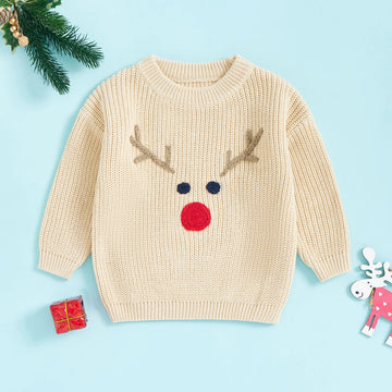MQTIME  -  Autumn Christmas Kids Boy Girl Sweater Reindeer Pattern Long Sleeve Knitwear Pullover Xmas Clothes